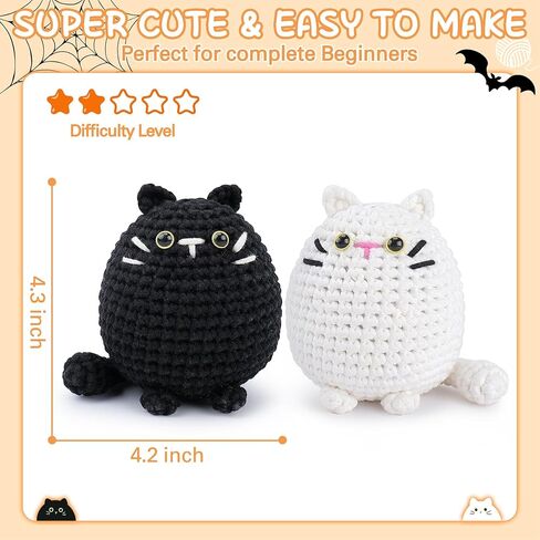 Cat Crochet Kit for Beginners-Calico Cat Crochet Kits for Adults Kids, Crochet Starter Kit with Step-by-Step Video Tutorials,Crochet Animal Kits Learn to Crochet Kits for Adults Kids in Kuwait