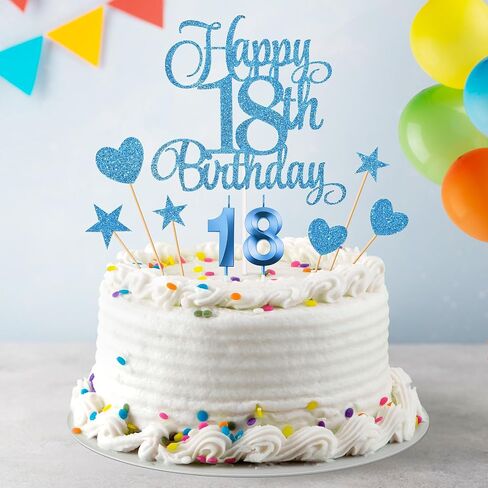 18th Birthday Cake Decorations, 18th Birthday Candles Cake Numeral Candles and Glitter Happy 18th Birthday Cake Toppers Set for Birthday Party Supplies (Rose Gold) in Saudi Arabia
