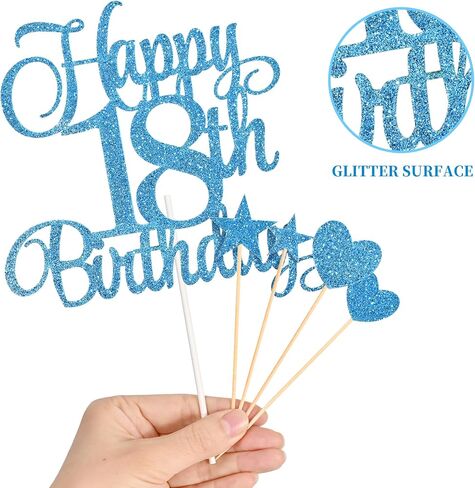 18th Birthday Cake Decorations, 18th Birthday Candles Cake Numeral Candles and Glitter Happy 18th Birthday Cake Toppers Set for Birthday Party Supplies (Rose Gold) in Saudi Arabia
