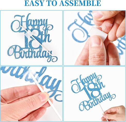18th Birthday Cake Decorations, 18th Birthday Candles Cake Numeral Candles and Glitter Happy 18th Birthday Cake Toppers Set for Birthday Party Supplies (Rose Gold) in Saudi Arabia