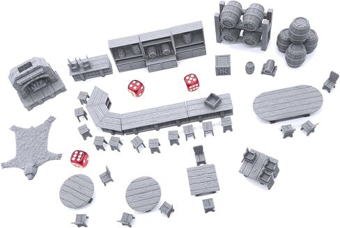 EnderToys Tavern Bar Furniture Set by EC3D, 3D Printed Tabletop RPG Scenery and Wargame Terrain 28mm Miniatures in Saudi Arabia