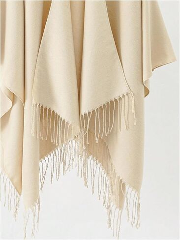 Verdusa Women's Fringe Shawls Wraps Winter Open Front Poncho Cape Oversized Cardigan Sweater in Saudi Arabia