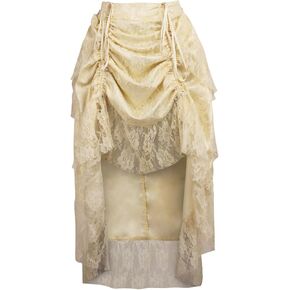 Daisy corsets Women's Ivory Lace Adjustable High Low Bustle Skirt