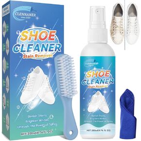 Shoe Cleaner, 6.76 Oz Stain Remover Spray Removes Dirt and Grime, Sneaker Cleaner Work on Rubber, Leather, Mesh, Canvas, PU