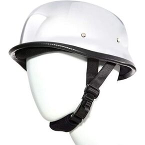 German Chrome Silver Novelty Skull Cap Half Helmet (Chrome, XL)