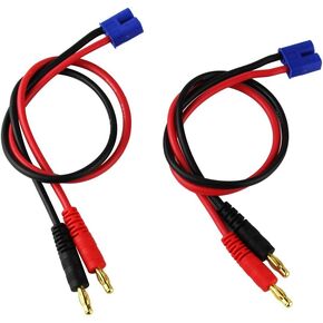 2pcs EC3 Male Connector to 4mm Banana Plugs Battery Charger Lead Adapter Silicone Cable 14awg 30cm 11.8inch(Pack of 2)