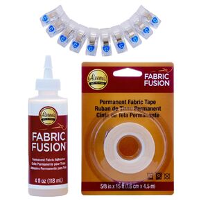 Hem Tape Fabric Glue Sewing Clips Bundle Quilting Clips with Aleene's Hem Tape No Sew No Iron and Fabric Glue for Clothing Permanent Washable Clothes Pants Curtains Patches Dresses