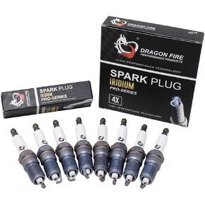 DRAGON FIRE PERFORMANCE 8pc IRIDIUM Spark Plugs Compatible With Chevy Silverado Suburban Tahoe GMC Yukon Sierra Buick Cadillac Escalade Hummer LS1 5.3L 6.0L 6.2L V8 41-962 41-110 Oem Fit DFSP1001x8