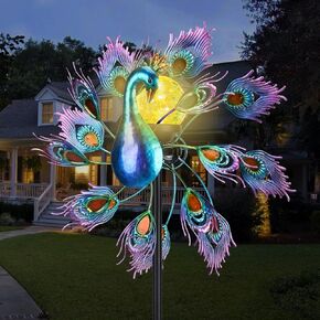 WONDER GARDEN Wind Spinners for Yard and Garden-Solar Wind Spinners - 61 Inch Wind Sculptures & Spinners with LED Changing Light Glass Ball for Garden Outdoor Decor