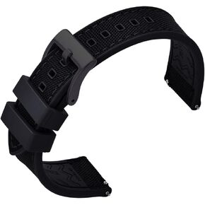 Premium Upgrades Soft Hybrid (Fkm/Fpm Rubber and Sailcloth) Watch Bands for Men,20mm 22mm Waterproof Quick Release Replacement Watch Straps,Silver/Black/Gold/Rose Gold Brushed Buckle in Kuwait