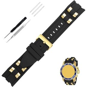 26mm Rubber Watch Band replacement for Invicta Pro Diver 6977 6978 6981 6983 6984 6986 6991 26 mm Silicone Strap Wirstband accessories with Insert for Men and Women