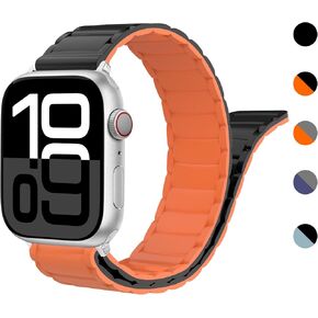 Magnetic Silicone Band Compatible with Apple Watch Series 10 Band 46mm 49mm 45mm 44mm for Women Men,Double Sided Wearable Sport Strap for iWatch Ultra 2/Ultra SE Series 9 8 7 6 5 4 SE