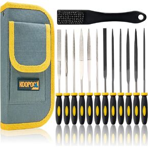 Small File Set Metal File Needle File Set 13PCS, 6pcs Diamond Files & 6pcs Steel Files with Metal Brush and Storage Bag,for Metal File Work, Wood, Jewelry, Plastic, DIY Carving Tool Kit