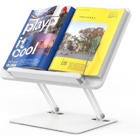 BESIGN BS01 Book Stand for Reading, Adjustable Book Holder, Ergonomic Laptop Stand with Elastic Page Clips for Music Scores, Recipe, Tablet, Laptop (Black)