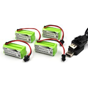 (4-Pack) 4.8V RC Battery 800mAh NiMH AAA Rechargeable Battery Pack with SM 2P Plug for Stunt RC Car, Robot, Electric Toys