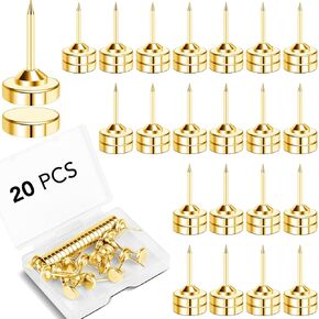 E BAVITE 50 Set Magnetic Push Pins,Flat Push Pin, Magnetic Thumb Tacks for Wall Bulletin Board Poster and Photo Hangers (Gold)