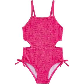 LIZENS Girls One Piece Swimwear Cut Out Floral Print 2-12Years Bow Beach Bathing Swimsuit