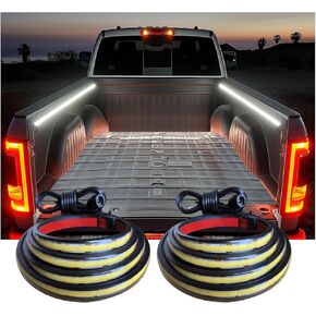 LED Truck Bed Lights, 3Pcs 60Inch 12V 6500K White COB Waterproof Lights Strip with Switch Blade Fuse Splitter, Cool Accessories for Pickup Truck Camper Van SUV RV Boat