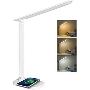 LED Desk Lamp with Wireless Charger, 21W Touch Control Dimmable Lamp,900LM,5 Brightness and 3 Color Modes for Home Office Bedroom Reading Study Work (Black)