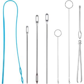 YEQIN 8 Pcs Drawstring Threader Tool Set, Stainless Steel Sewing Loop Turner Hooks with Latch, Flexible Drawstring Threader, Easy & Quick Rope Threader Clips for Jackets Coats Pants Hoodies Sweaters