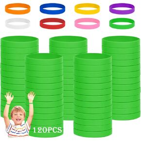 120PCS Silicone Rubber Bracelet Bracelets Wristbands Wrist Bands for Kids Youth Teens Boys Gilrs, Children's Bulk Bracelets Event Bands, 6.3'' Bracelets Bulk for 3~7 Aged Back to School Mixed