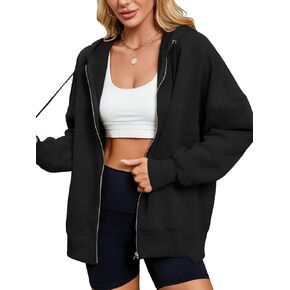 TAKEYAL Womens Zip Up Hoodie Oversized Y2K Pullover Sweatshirt 2024 Fall Outfits Fashion Clothes