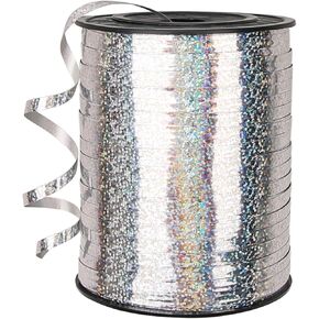 500 Yards Silver Ribbon Curling Crimped, Silver Shiny Curling Ribbon for Gift Wrapping, Balloon Strings Queuing Parties Packaging