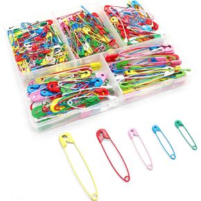 Safety Pins Assorted, 350 Pcs Colored Safety Pins for Clothes, 5 Sizes Safety Pins, Assorted Color Safety Pins with Storage Box for Clothes, Sewing, Pinning, Crafts