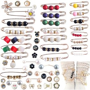 سحر للجوارب 50pcs دبابيس ودبابيس للنساء بروش دبابيس زر دبابيس حجر الراين اللؤلؤ بلينغ الذهب غير المرغوب فيه جورب المجوهرات سحر بروش دبابيس السائبة دبابيس السلامة الزخرفية للأحذية الملابس القبعات بانت