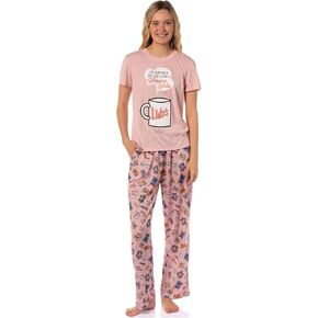 INTIMO Gilmore Girls Women's I'd Rather Be Watching Luke's Diner Coffee Mug TV Show Tossed Icon Sleep Pajama Set