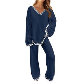 MEROKEETY Women's 2 Piece Outfits Fuzzy Fleece Long Sleeve Tops and Pants Pajamas Sets Loungewear