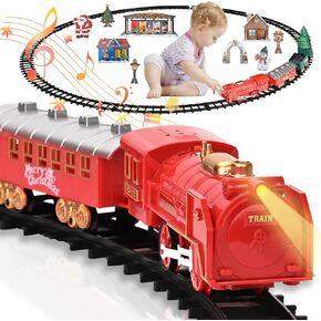 Train Set Toys for Kids, Christmas Toys Train Sets for Kids Boys with Light & Sound Include 4 Car and 12 Tracks, Christmas Train Set Toys Birthday Gifts for 3 4 5 6 Year Old Boys Girls