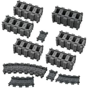 Lekebaby City Train Tracks, 36 Straight and 24 Flexible Classic Train Tracks Accessories,Railroad Extension Building Toy Compatible with All Major Brand(60PCS)