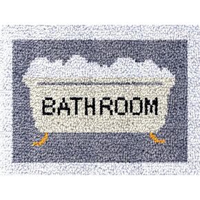 Bathroom Latch Hook Rug Kits Set for Adults and Starter Crochet Hook Cushion Floor Mat Sofa Seat Cushion Crocheting Kits with Preprinted Canvas Crochet Yarn Carpet Kits Home Decor 52X38CM