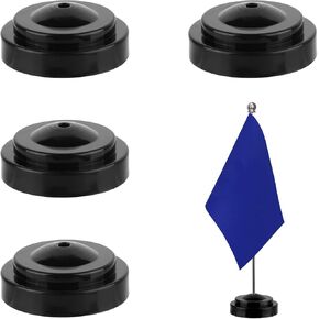 4 Pack Desk Flag Holder Mini Flag Plastic Desk Base Black Miniature Flag Stands 1 Hole Base Flags Pole Stick Stand for Office Table Centerpieces, 0.24 Inches in Hole Diameter