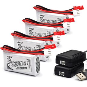 (4-Pack) 7.4V 850mAh 20C Lipo Battery 782642 JST Plug for UDI U829A U829X MJX X600 Remote Control Car Boat Drone