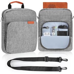 حافظة كتب رمادية مع سحاب وحزام كتف، حقيبة كتب بمقبض مقاس 11 × 9 حقيبة حمل كتب وحقيبة حماية للكتاب وغطاء متعدد الجيوب بغلاف مقوى وقلم دفتر الملاحظات هدية لمحبي الكتب in Kuwait