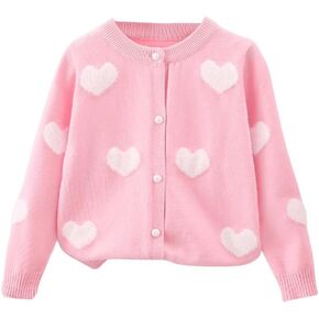 GORGLITTER Girl's Heart Cardigan Sweater Long Sleeve Button Up Knit Outerwear