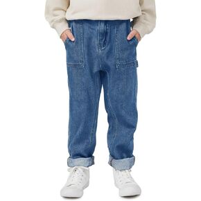 Haloumoning Boys Baggy Jeans Kids Elastic Waist Wide Leg Denim Pants with Pockets 4-14 Years