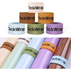TECKWRAP 6 Pcs Vinyl Roll Holder Craft Vinyl Storage Organizer - Silicone Slap Bracelets for Kids, Slap Bands Wristband for Craft Vinyl, School Parties, Home Decor with Adhesive Vinyl HTV