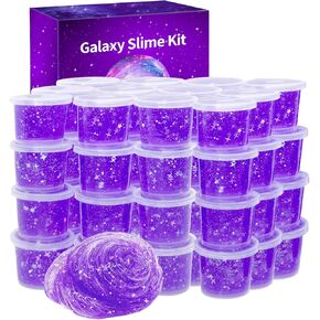 24 Pack Galaxy Star Slime,Party Favor for Kids Girls & Boys,Non Sticky, Stress & Anxiety Relief, Super Soft Sludge Toy