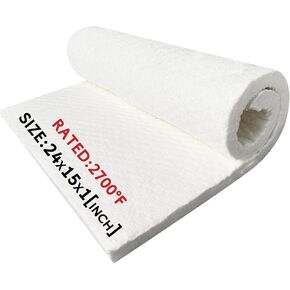 Nelyrho 24"x16"x1" Ceramic Fiber Insulation Blanket, Fireproof & Heat Resistant Up to 2700°F, Ideal for Wood Stove Baffle, Fireplaces, Kilns, Forges, Pizza Ovens, Dishwashers, and More
