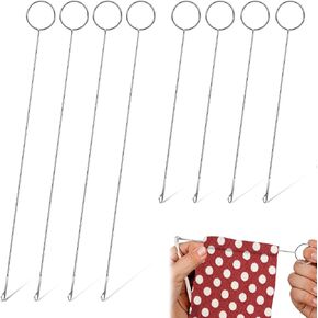 Nogeqi 8 Pcs Loop Turner Sewing Tool for Knitting Loop Turner Tool for Silicone Beads Sewing Loop Turner Hook with Latch for Fabric Strips Belts Straps Tube DIY(2 Sizes)