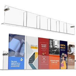 Gomos Acrylic Brochure Holder Wall Mount - Aesthetic Design, Optimized Shape, Pamphlet Holder Wall Mount - Perfect for Flyer Stand, Wall Brochure Holder - (Pack of 4)