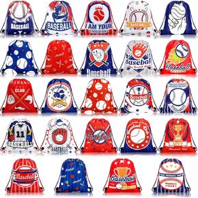 Yinder 24 Pcs Baseball Treat Bags Baseball Party Favor Bags Baseball Drawstring Bags Bulk Baseball Theme Gift Bags Baseball Goodie Candy Bags for Snack Team Sports Baseball Party Supplies