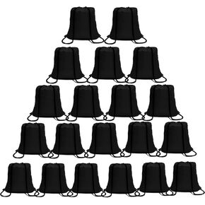 100 Pack Drawstring Backpack Bulk, Black Drawstring Bags Bulk for Party Gym Sport Trip (Black-100PCS)