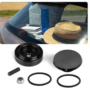 Car Rear Wiper Plug - Aluminum Waterproof Rear Windshield Wiper Delete Kit Block-off Grommet Cap Accessories for Cars SUVs Trucks (Black)