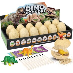 Websonaw Dinosaur Eggs Excavation Dig Kit, 12 Dino Eggs Dig Kit & Surprise Dinosaurs Toys for Kids, Dinosaur Egg Toys for Easter Birthday Party Gifts for Boys & Girls Ages 6 7 8 9 10 11 12 Years Old