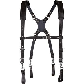 Leather Stronghold Suspension System, Comfortable Padded and Fully-Adjustable Padded Leather Tool Belt Suspenders.