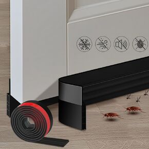Premium Door Draft Stopper for Bottom of Door, Under Door Sweep for Exterior & Interior Doors. Under Door Noise and Light and Bug Blocker. Door Strip Ideal for Keeping Out Cold, 2" W x 39" L, Black